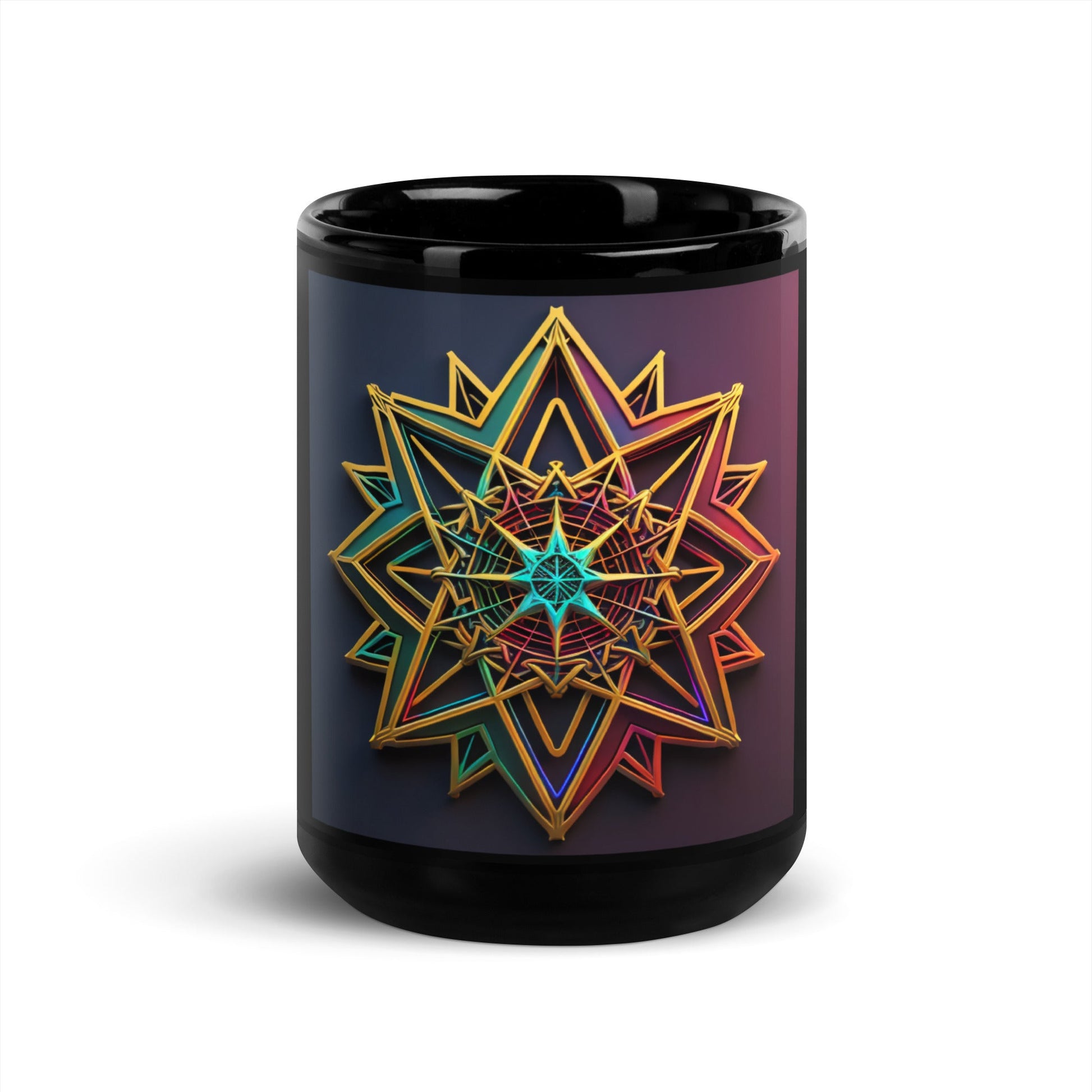 Futuristic Shine| Star of David | Black Glossy Mug