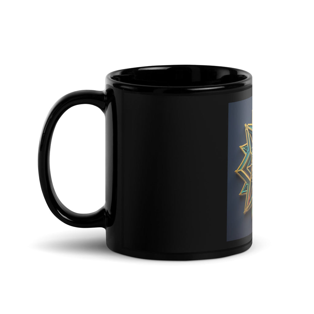 Futuristic Shine| Star of David | Black Glossy Mug