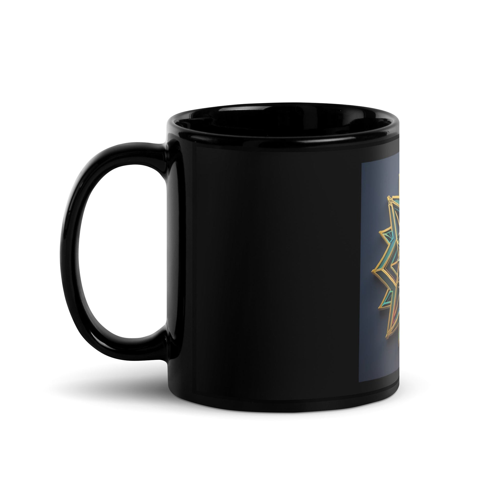 Futuristic Shine| Star of David | Black Glossy Mug