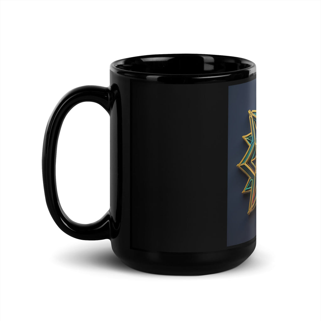 Futuristic Shine| Star of David | Black Glossy Mug