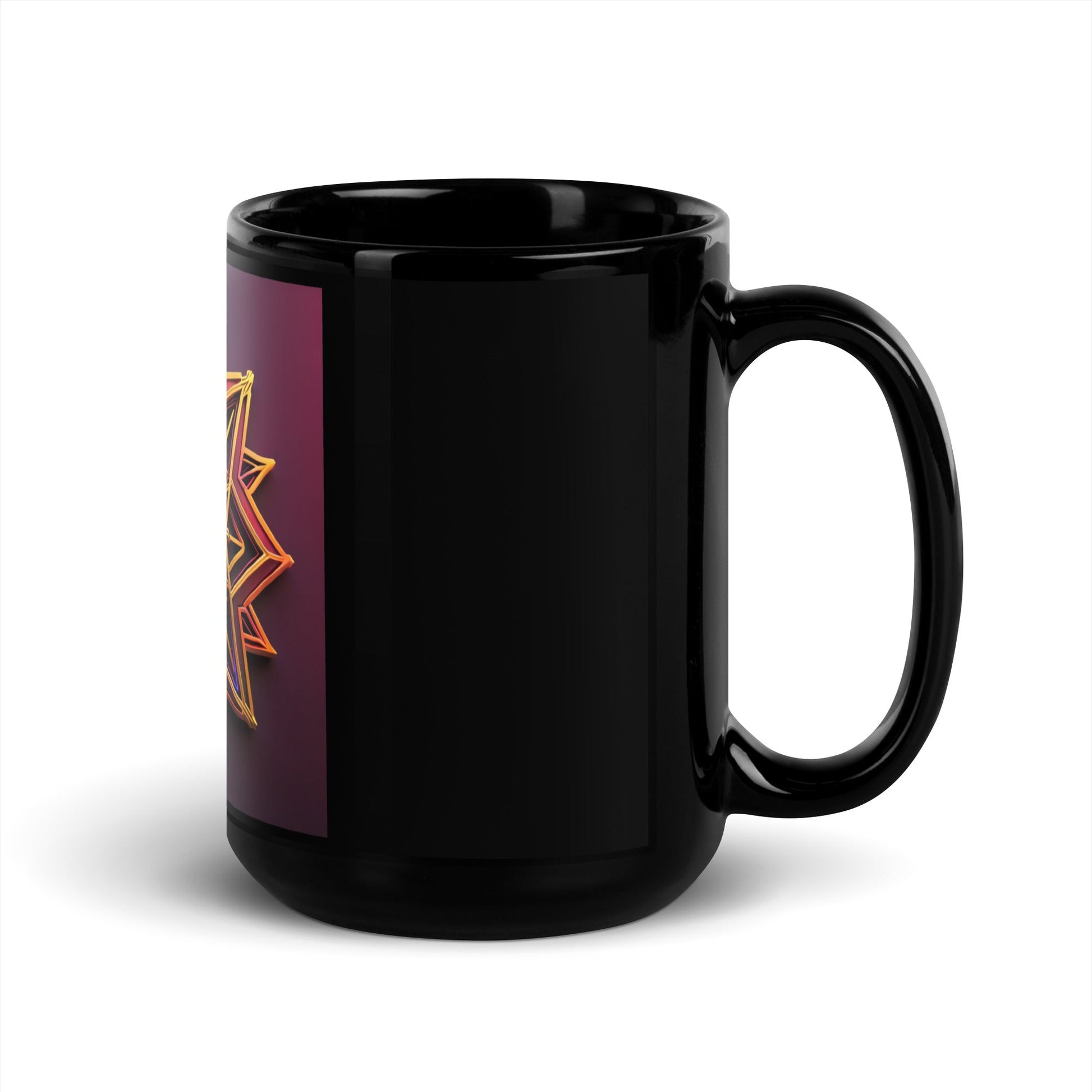 Futuristic Shine| Star of David | Black Glossy Mug