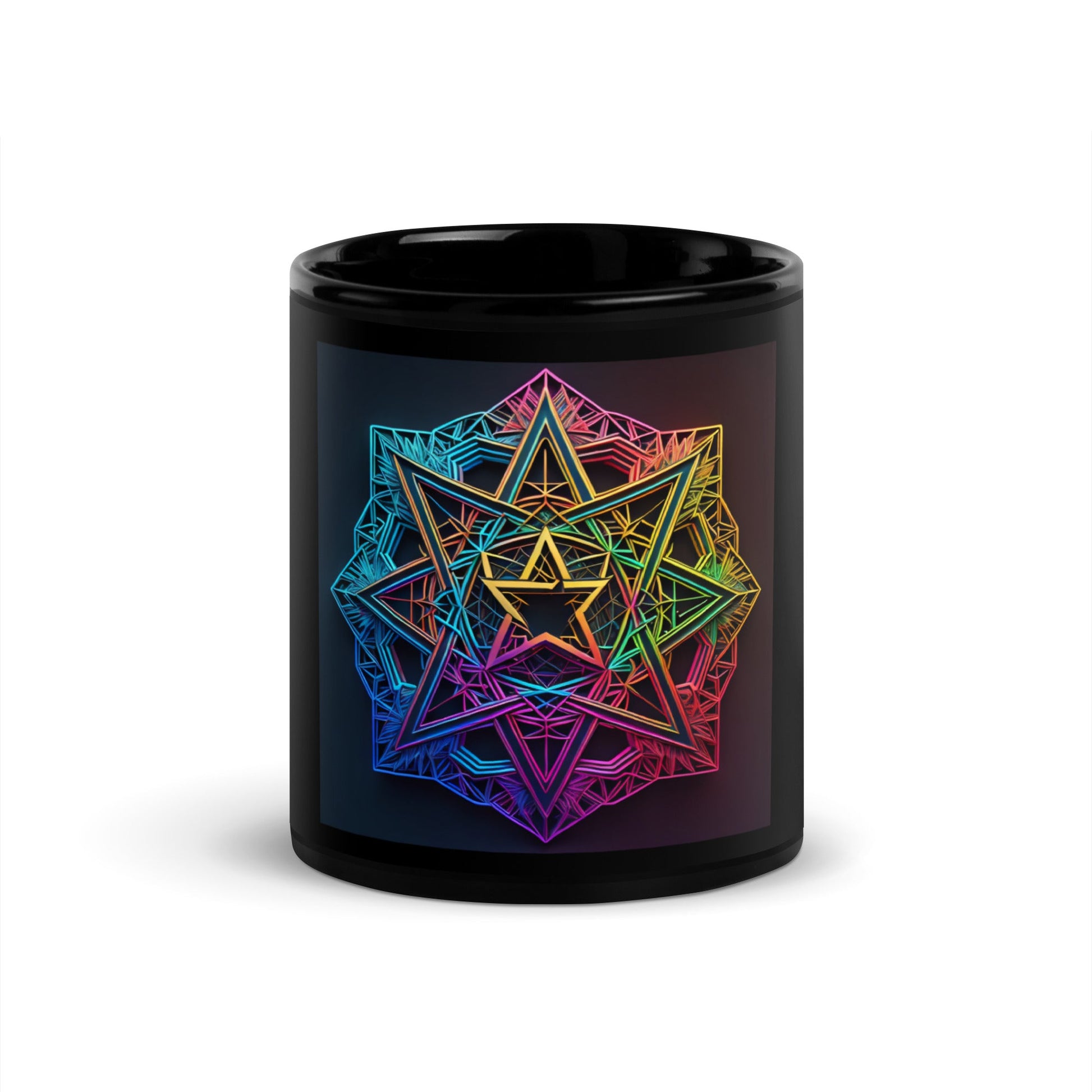 Futuristic Shine| Star of David | Black Glossy Mug