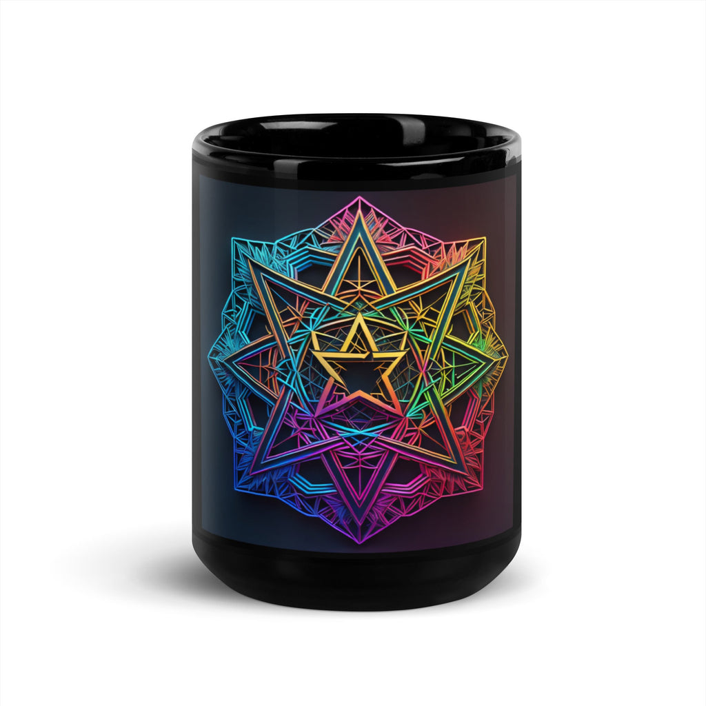 Futuristic Shine| Star of David | Black Glossy Mug