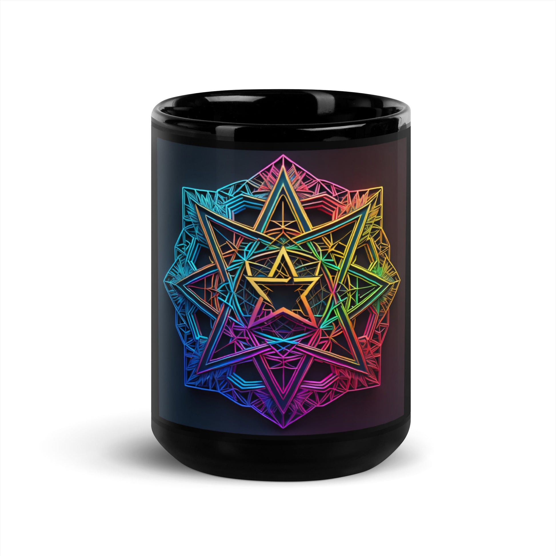 Futuristic Shine| Star of David | Black Glossy Mug