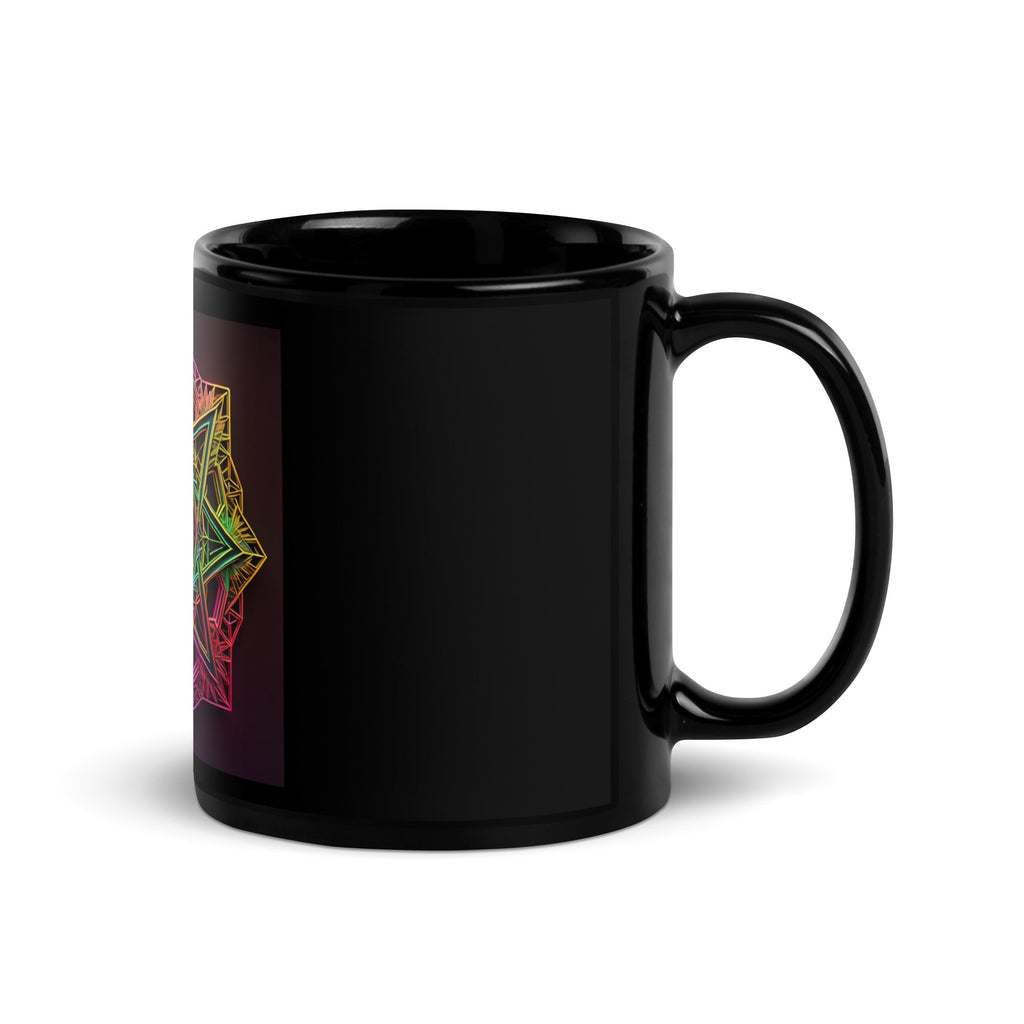 Futuristic Shine| Star of David | Black Glossy Mug