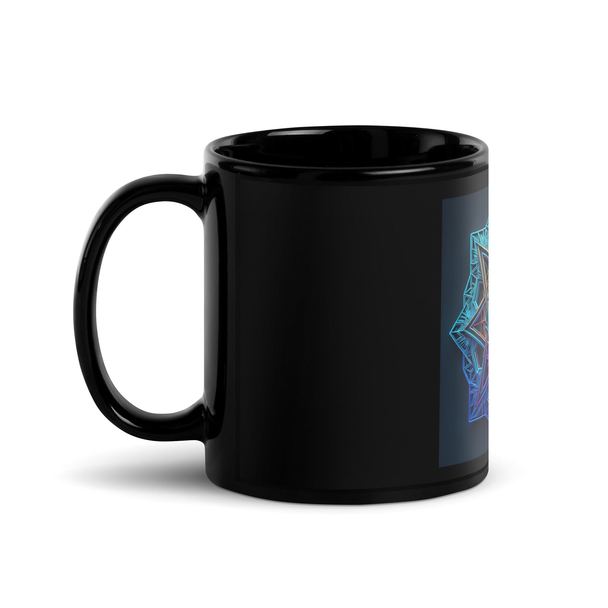 Futuristic Shine| Star of David | Black Glossy Mug