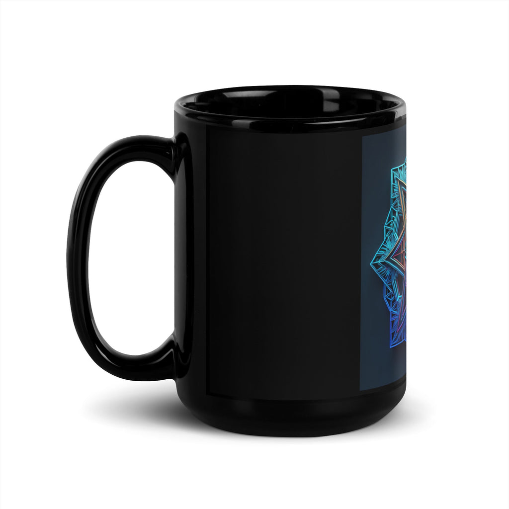 Futuristic Shine| Star of David | Black Glossy Mug