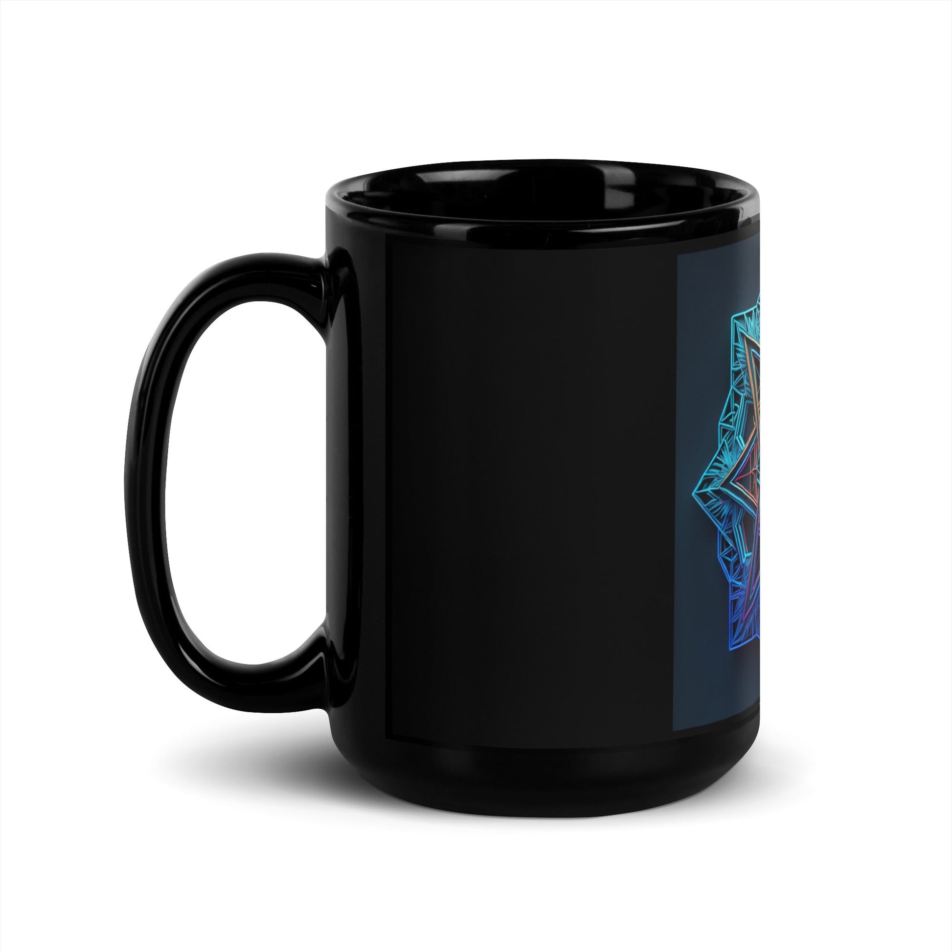 Futuristic Shine| Star of David | Black Glossy Mug