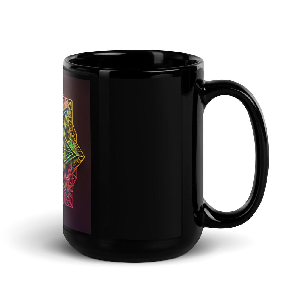 Futuristic Shine| Star of David | Black Glossy Mug