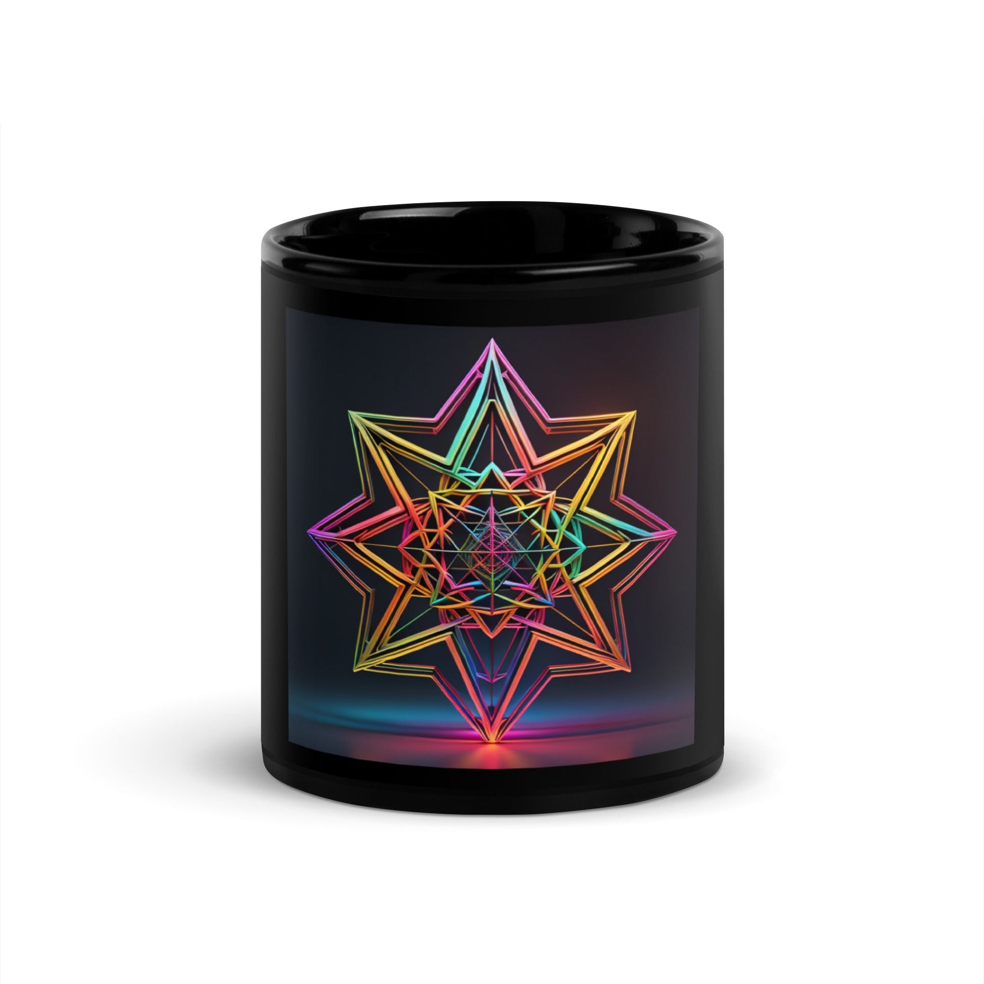 Futuristic Shine| Star of David | Black Glossy Mug