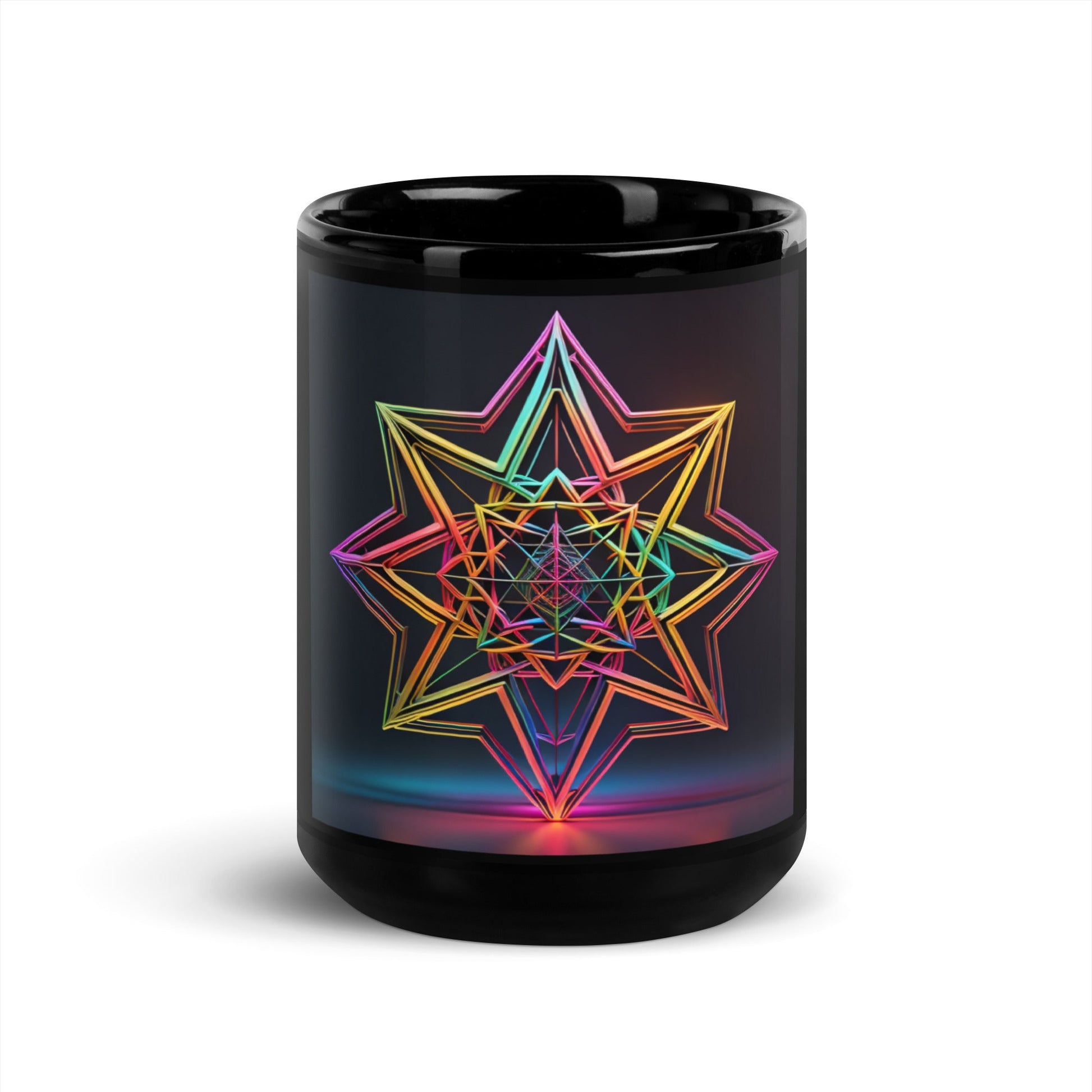 Futuristic Shine| Star of David | Black Glossy Mug