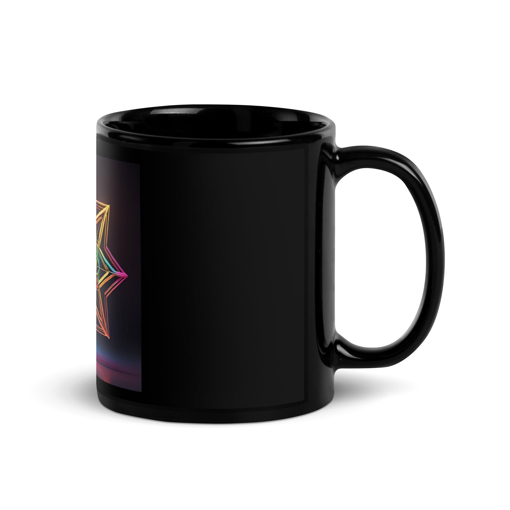 Futuristic Shine| Star of David | Black Glossy Mug