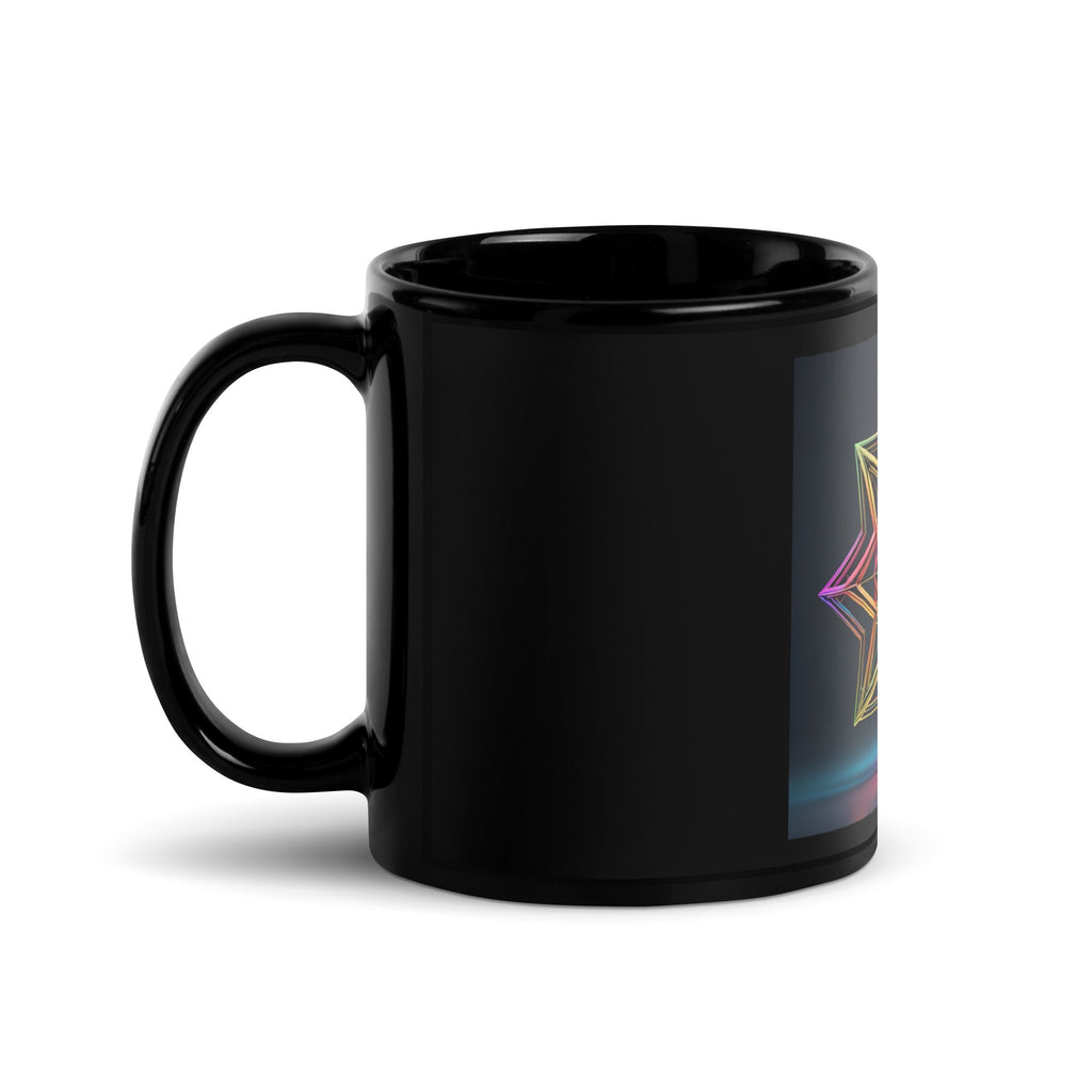 Futuristic Shine| Star of David | Black Glossy Mug