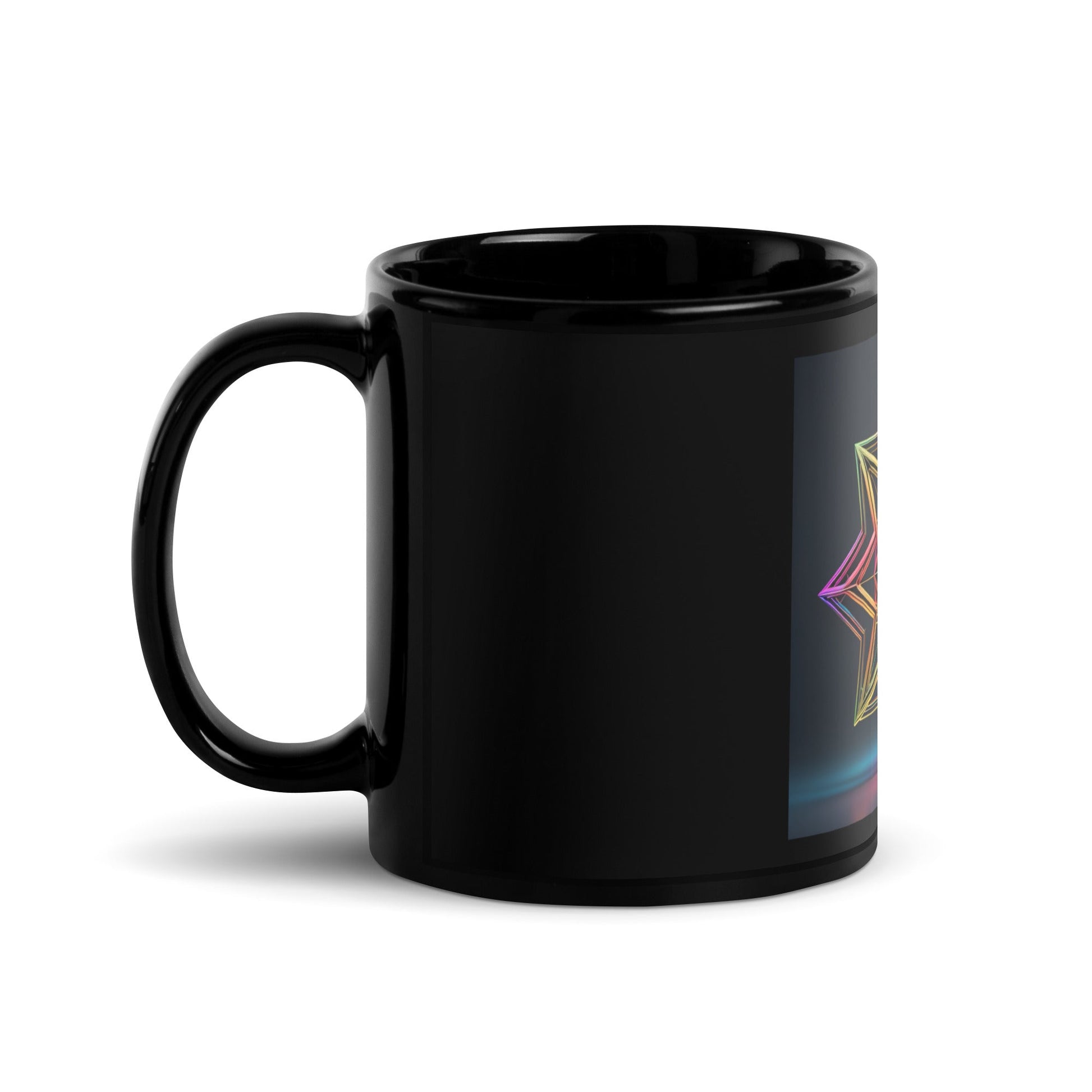 Futuristic Shine| Star of David | Black Glossy Mug