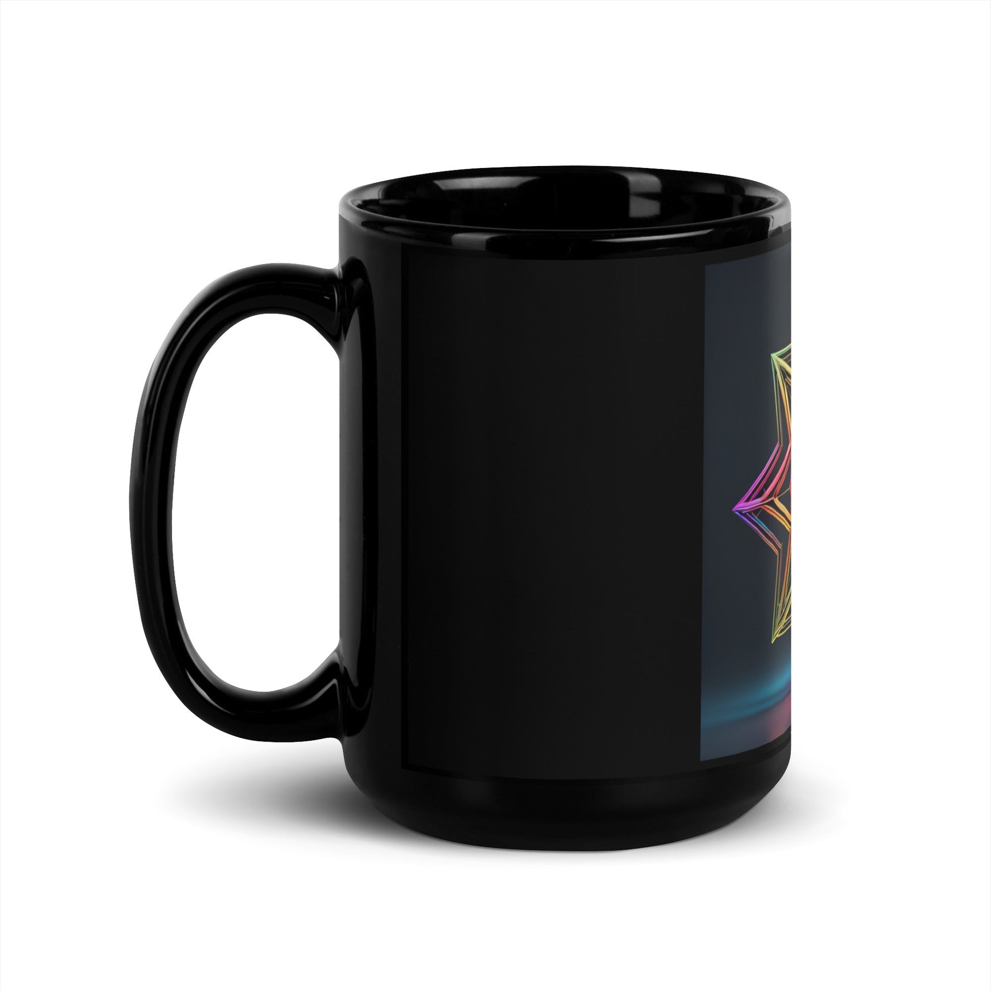 Futuristic Shine| Star of David | Black Glossy Mug