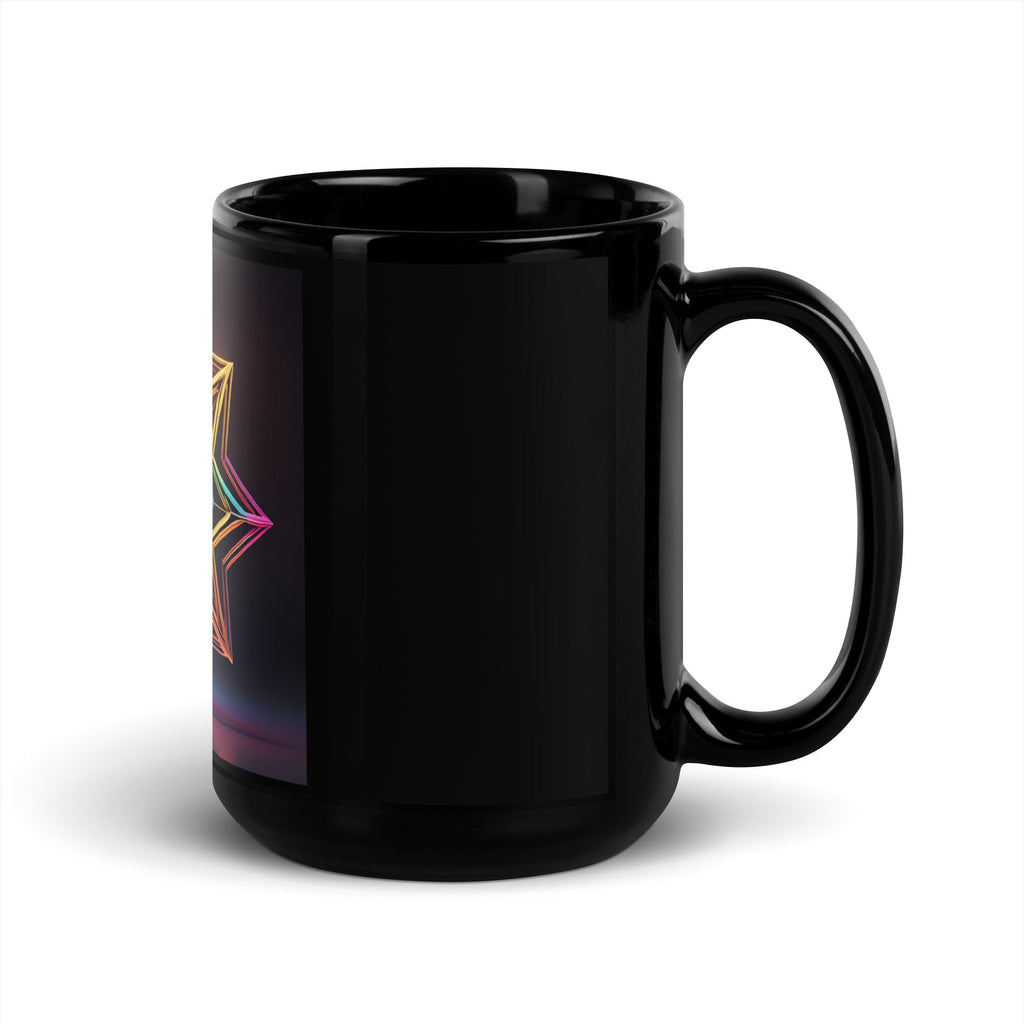 Futuristic Shine| Star of David | Black Glossy Mug