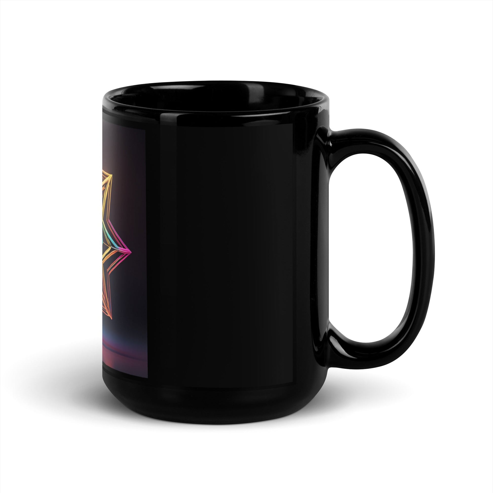 Futuristic Shine| Star of David | Black Glossy Mug