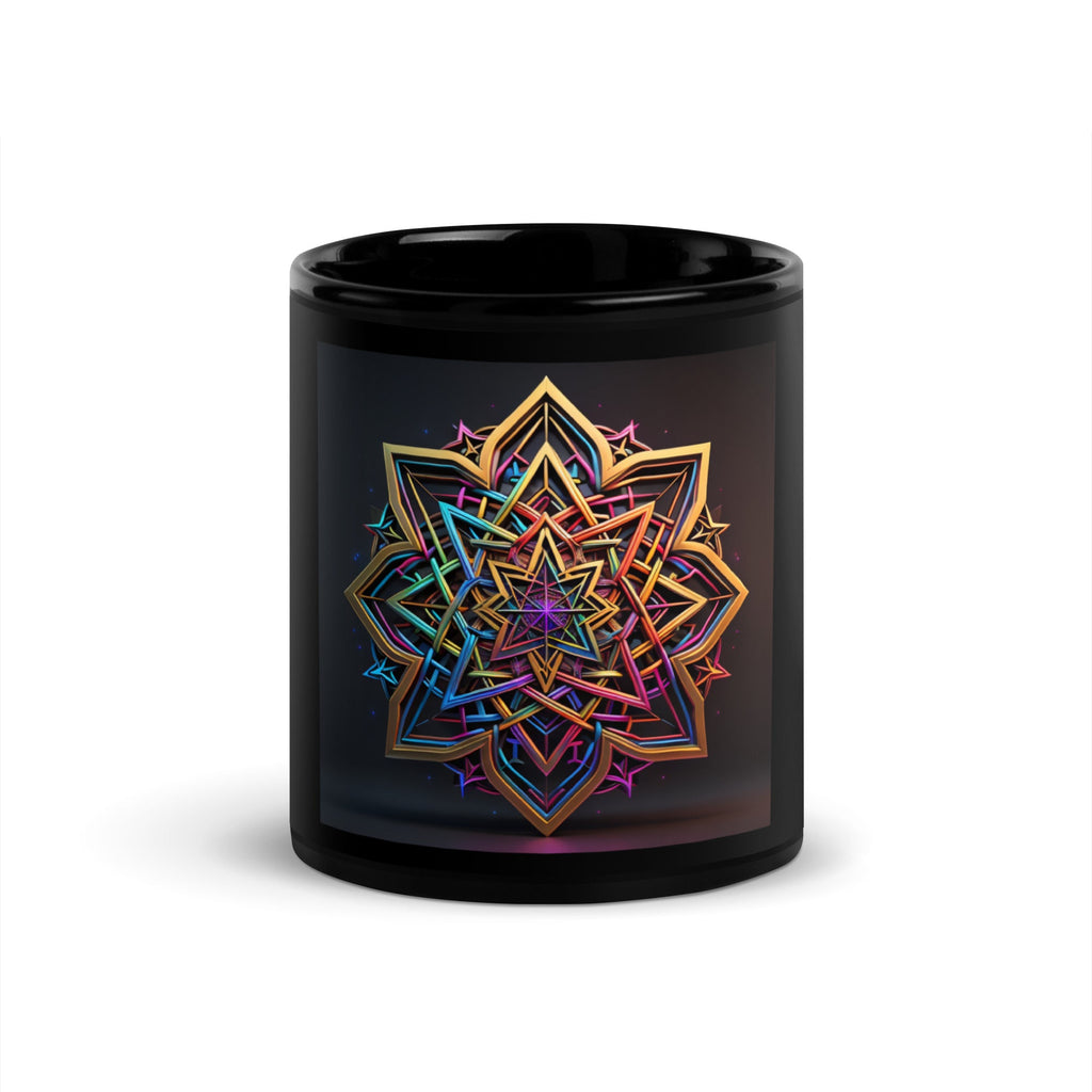 Futuristic Shine| Star of David | Black Glossy Mug