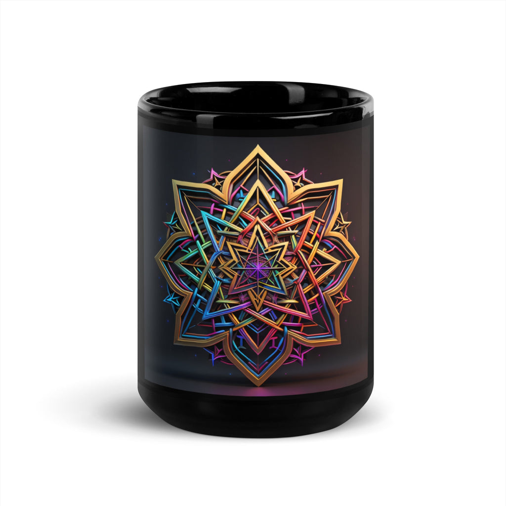 Futuristic Shine| Star of David | Black Glossy Mug