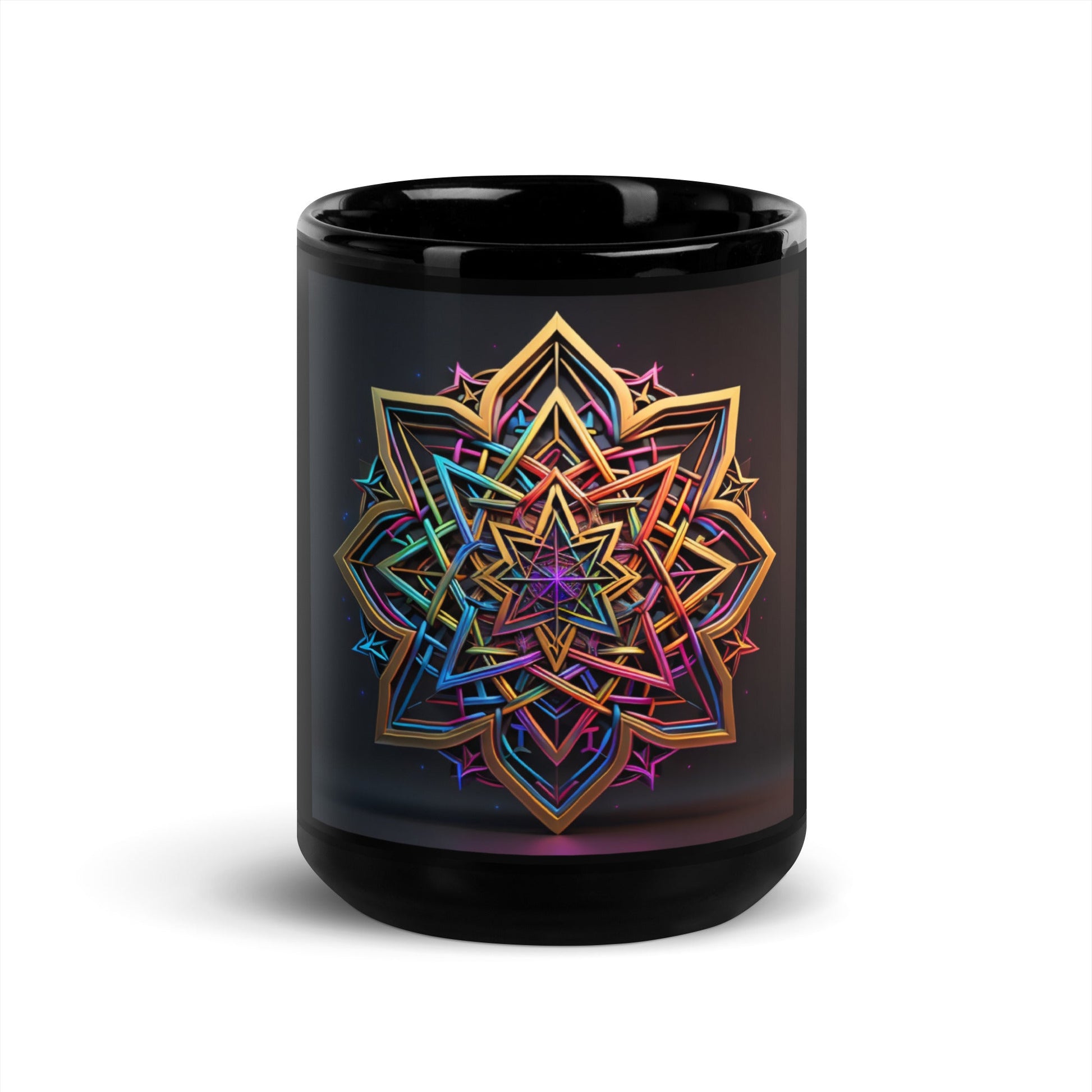 Futuristic Shine| Star of David | Black Glossy Mug