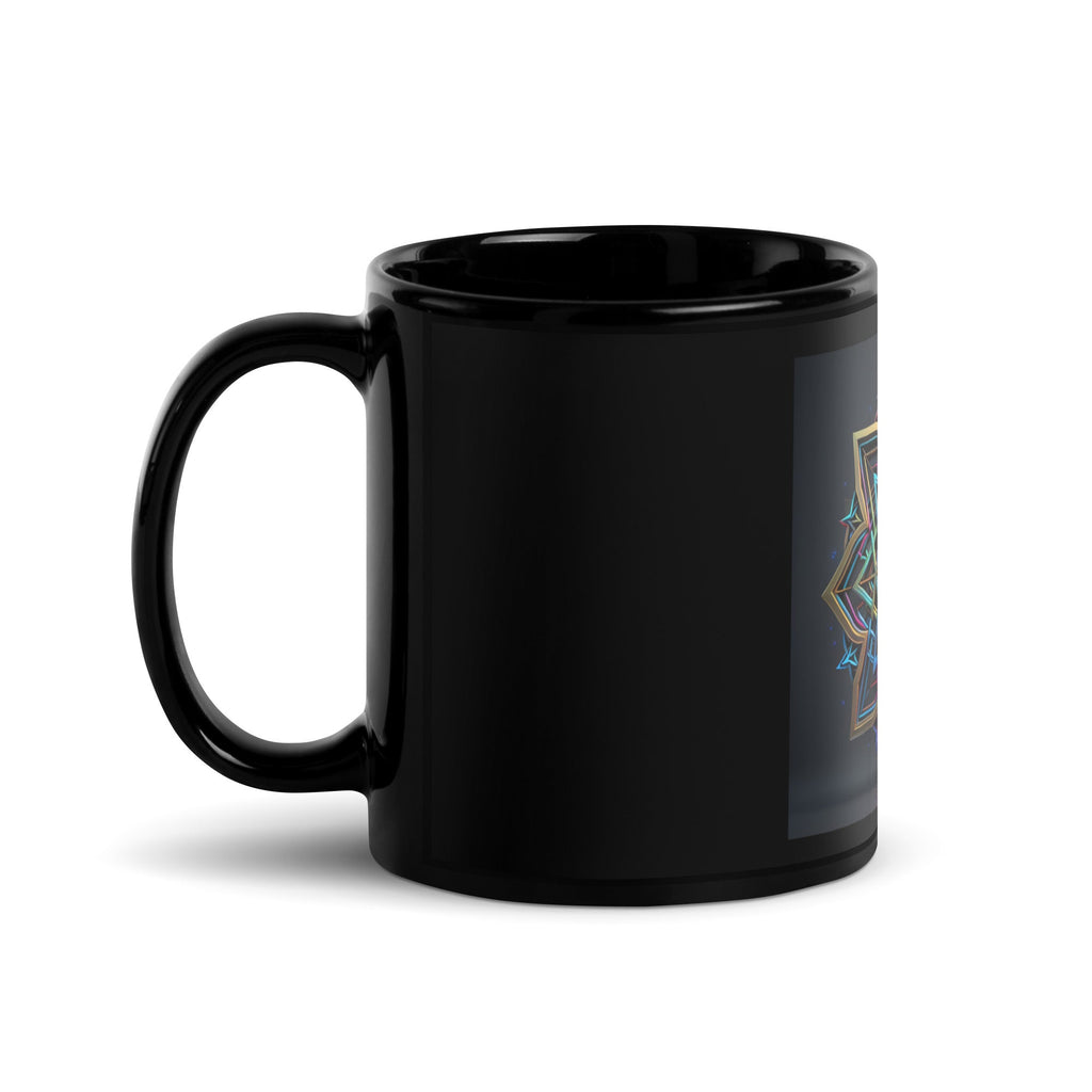 Futuristic Shine| Star of David | Black Glossy Mug
