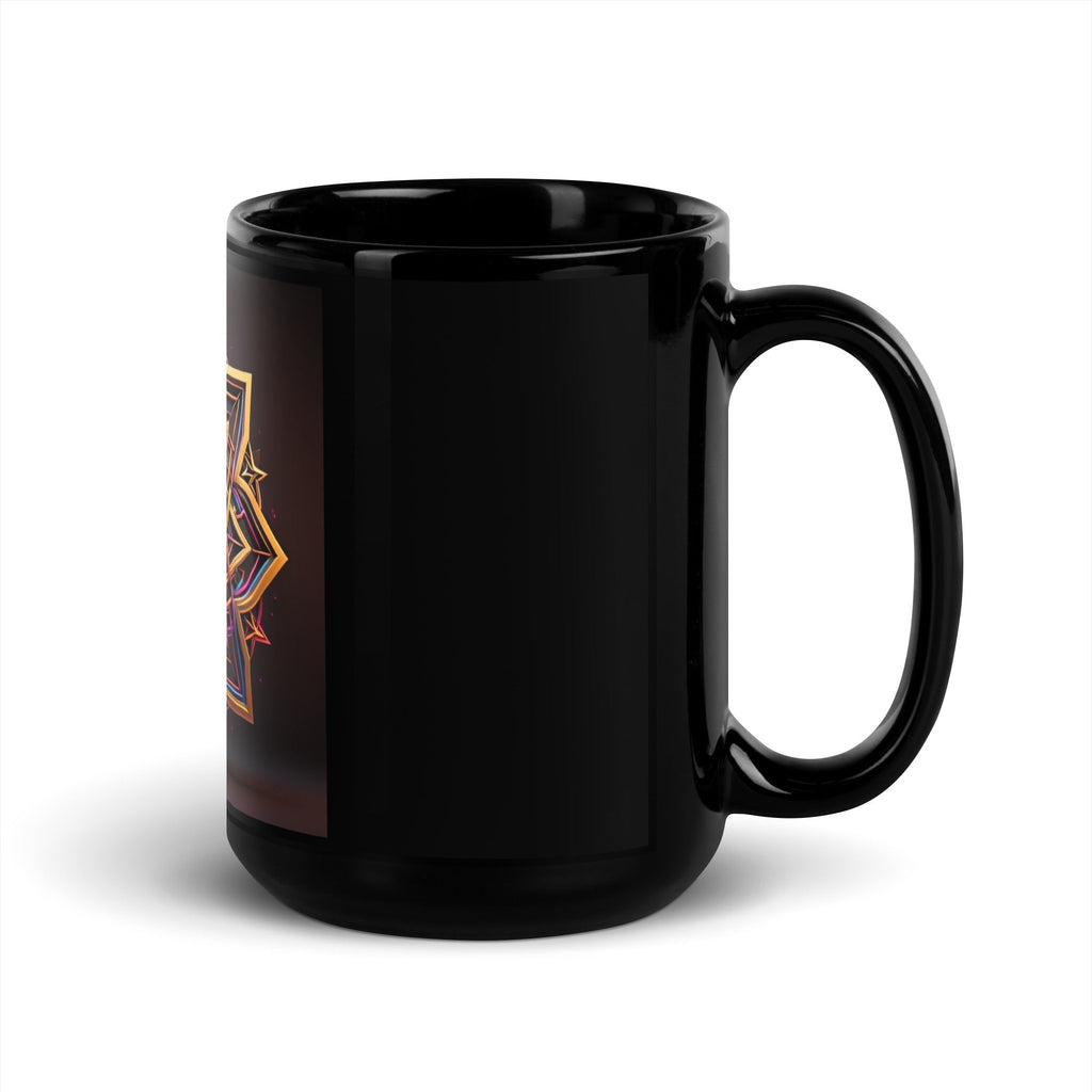 Futuristic Shine| Star of David | Black Glossy Mug