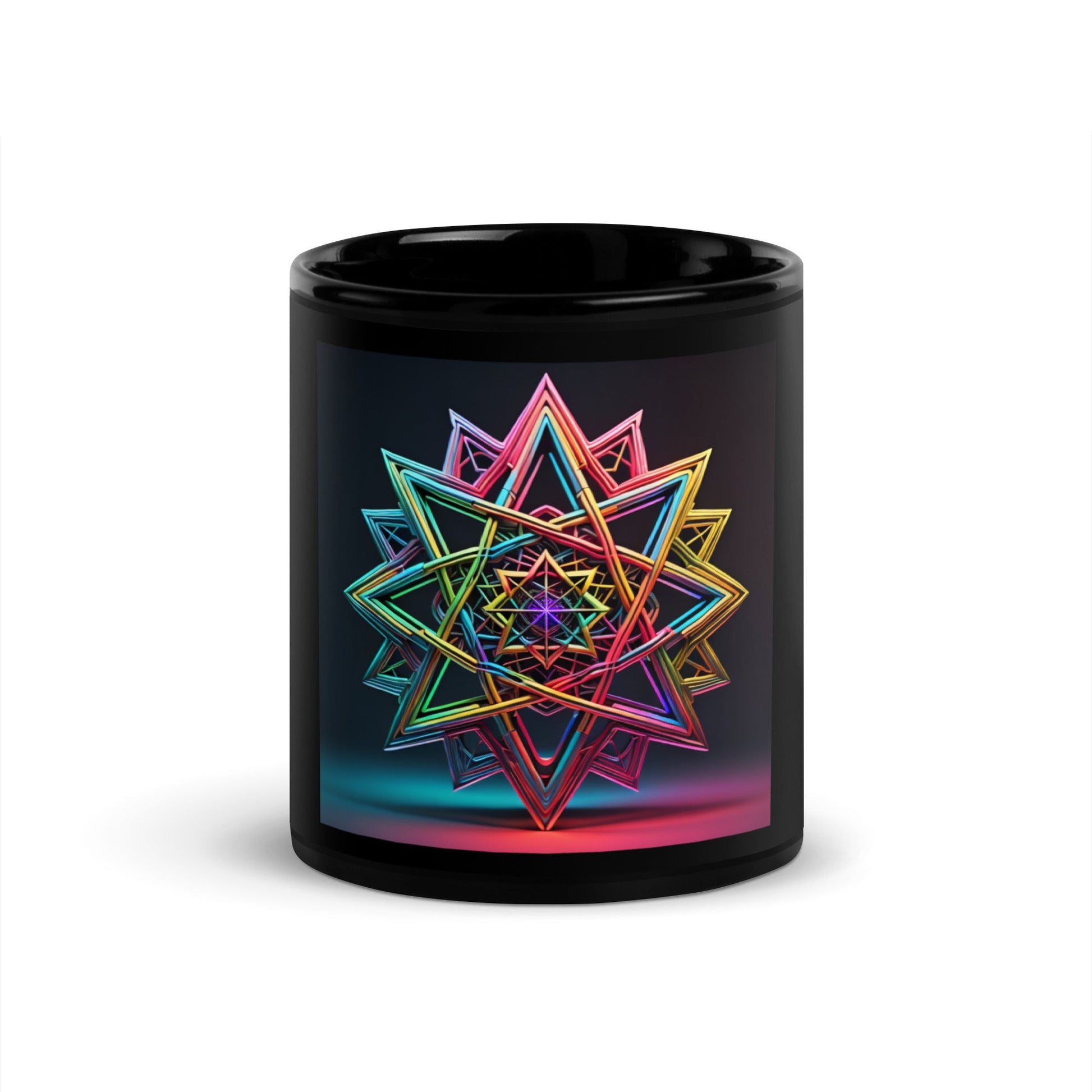 Futuristic Shine| Star of David | Black Glossy Mug