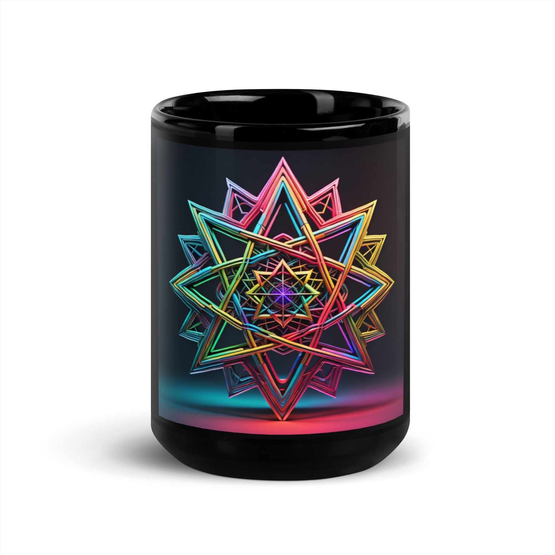 Futuristic Shine| Star of David | Black Glossy Mug
