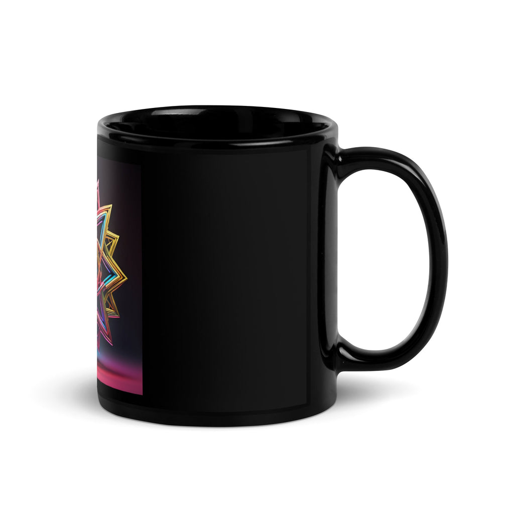 Futuristic Shine| Star of David | Black Glossy Mug
