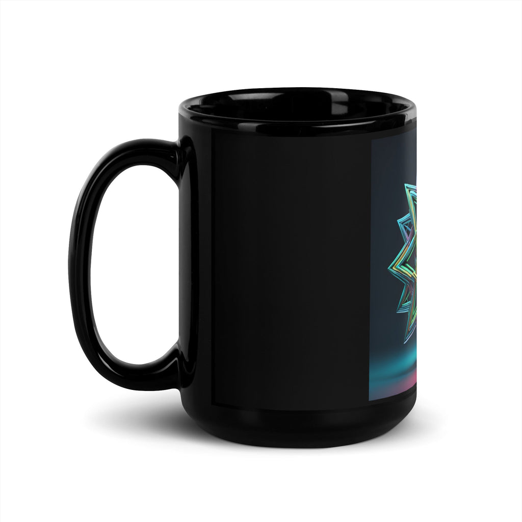 Futuristic Shine| Star of David | Black Glossy Mug