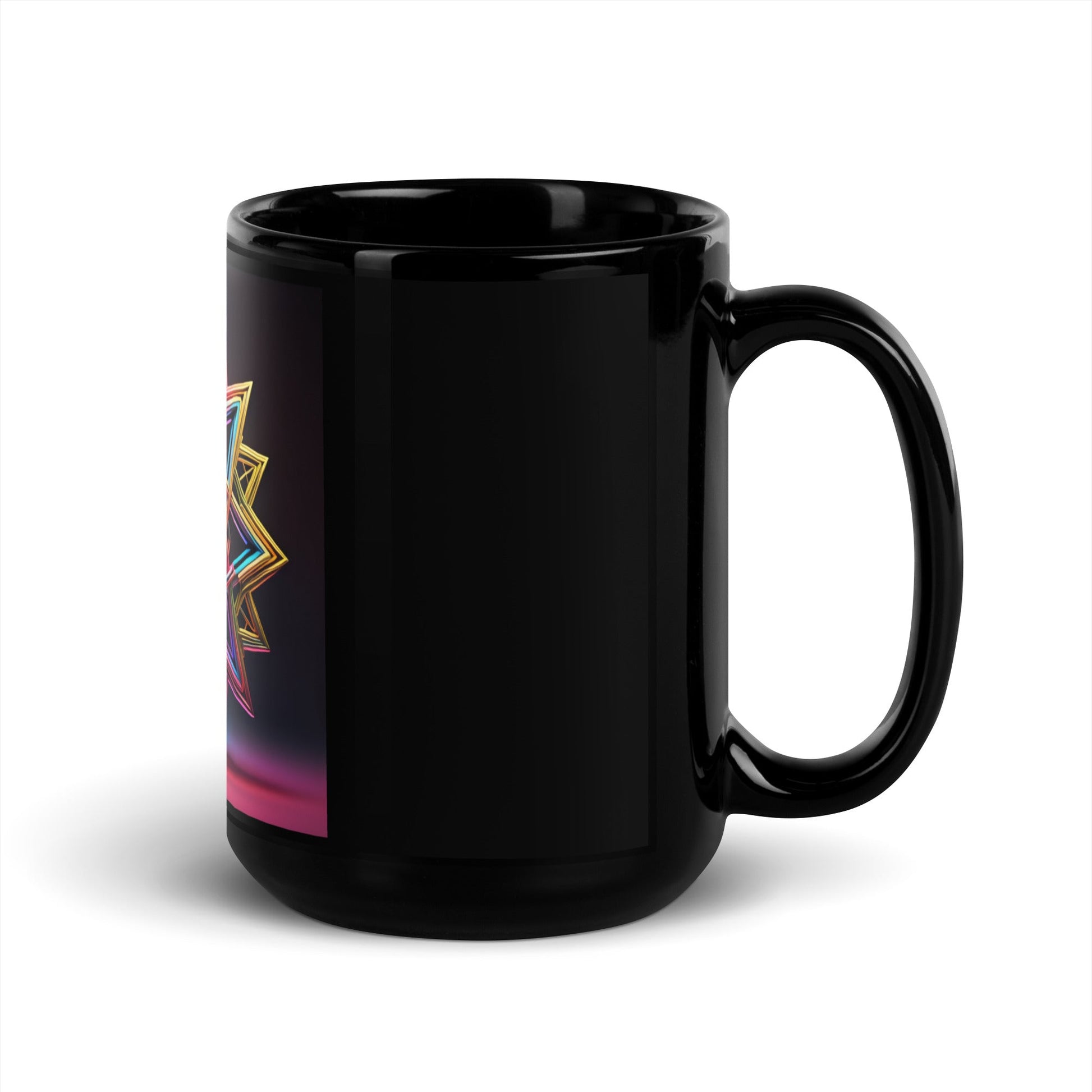 Futuristic Shine| Star of David | Black Glossy Mug