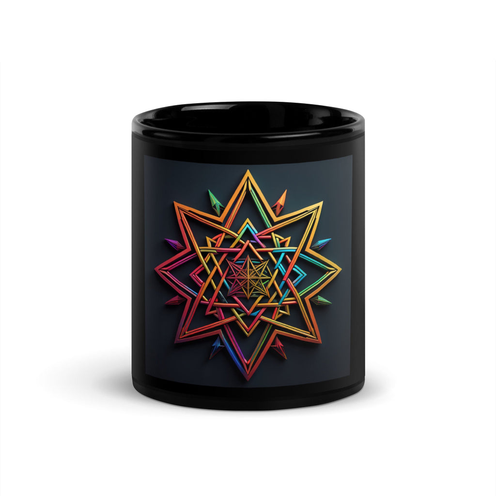 Futuristic Shine| Star of David | Black Glossy Mug