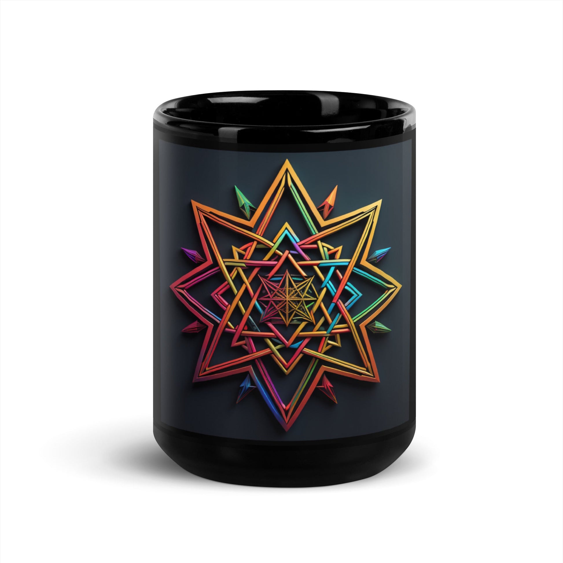 Futuristic Shine| Star of David | Black Glossy Mug
