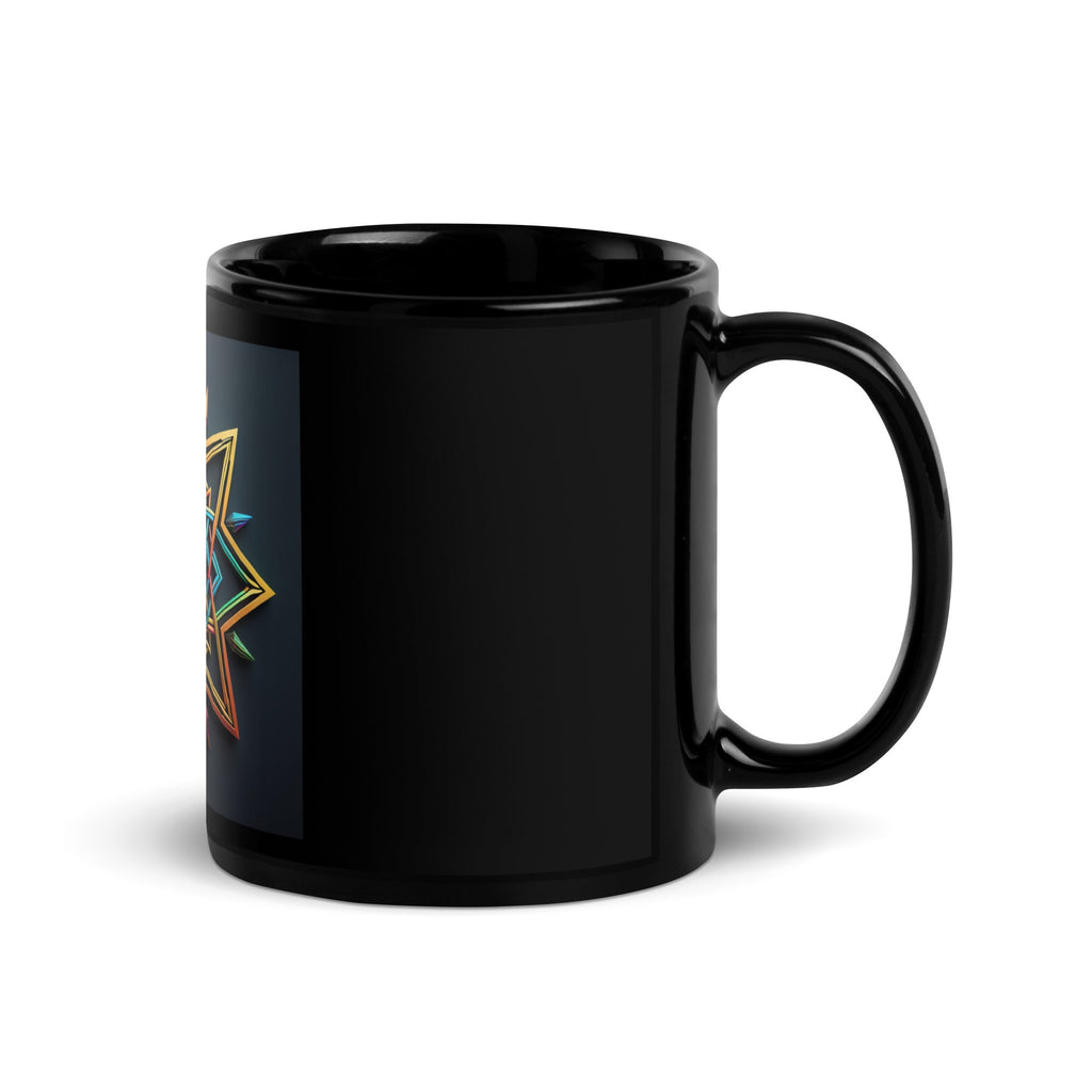 Futuristic Shine| Star of David | Black Glossy Mug