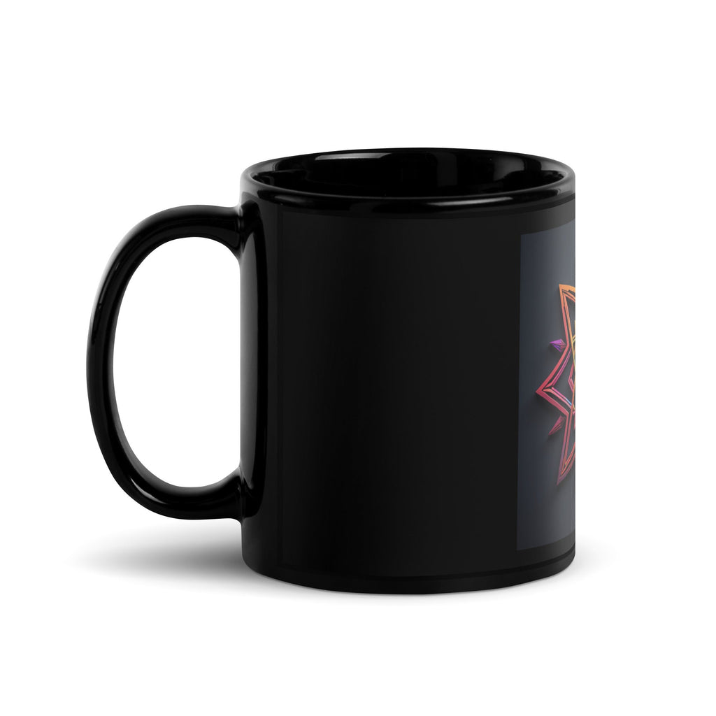 Futuristic Shine| Star of David | Black Glossy Mug