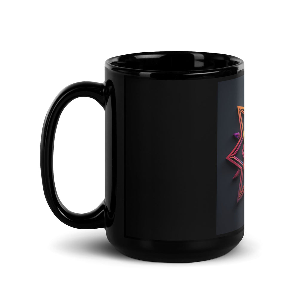 Futuristic Shine| Star of David | Black Glossy Mug