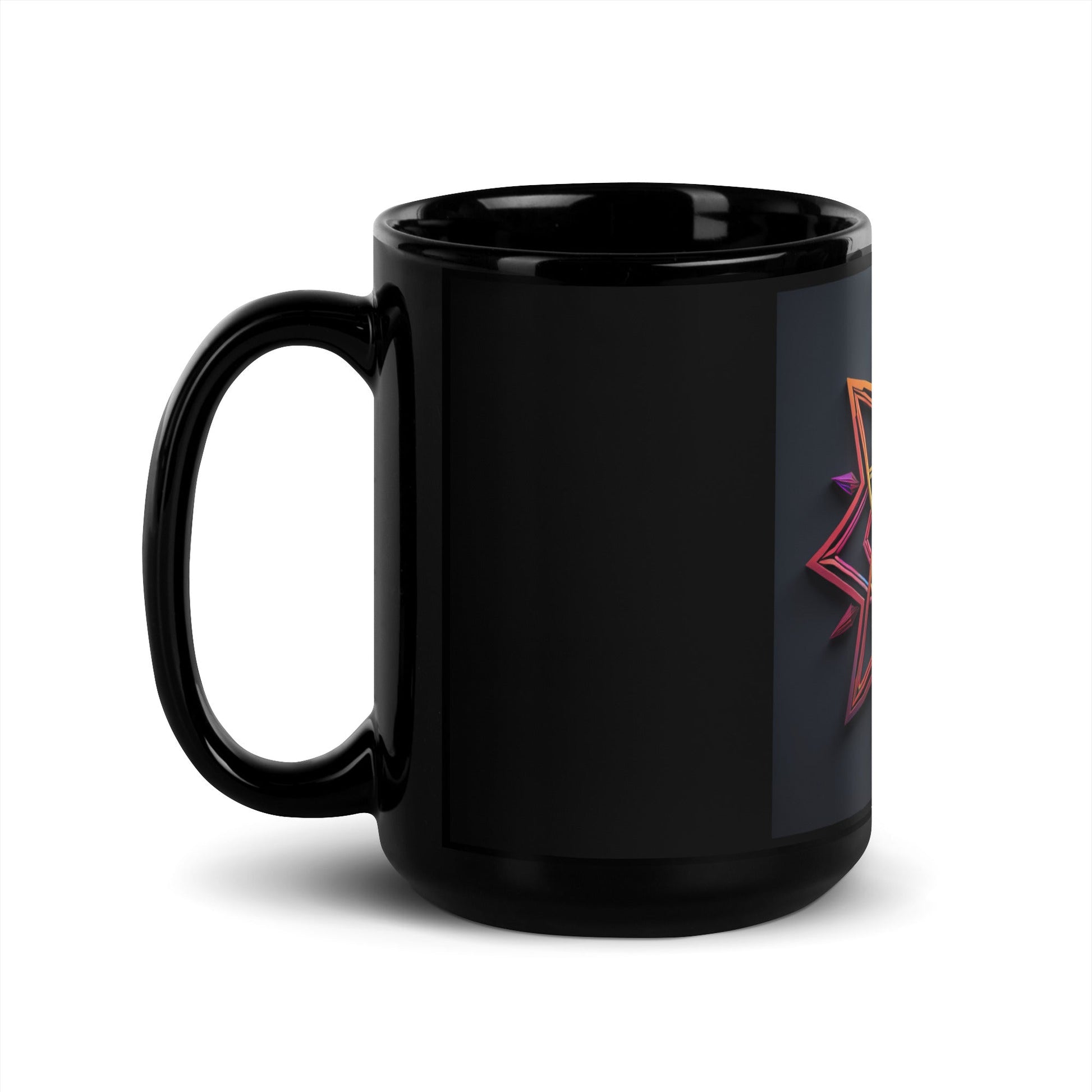 Futuristic Shine| Star of David | Black Glossy Mug