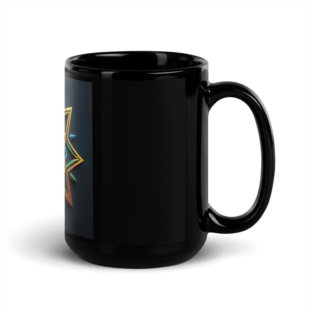 Futuristic Shine| Star of David | Black Glossy Mug