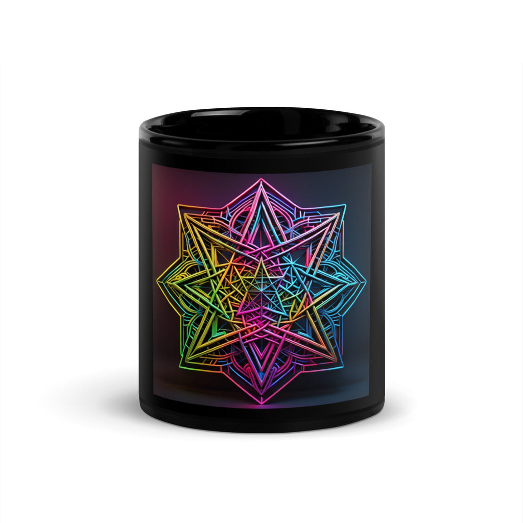 Futuristic Shine| Star of David | Black Glossy Mug