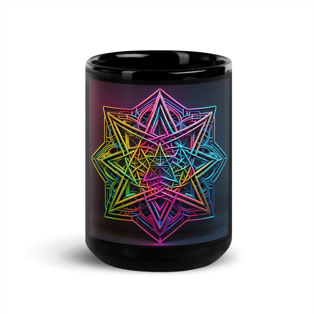 Futuristic Shine| Star of David | Black Glossy Mug