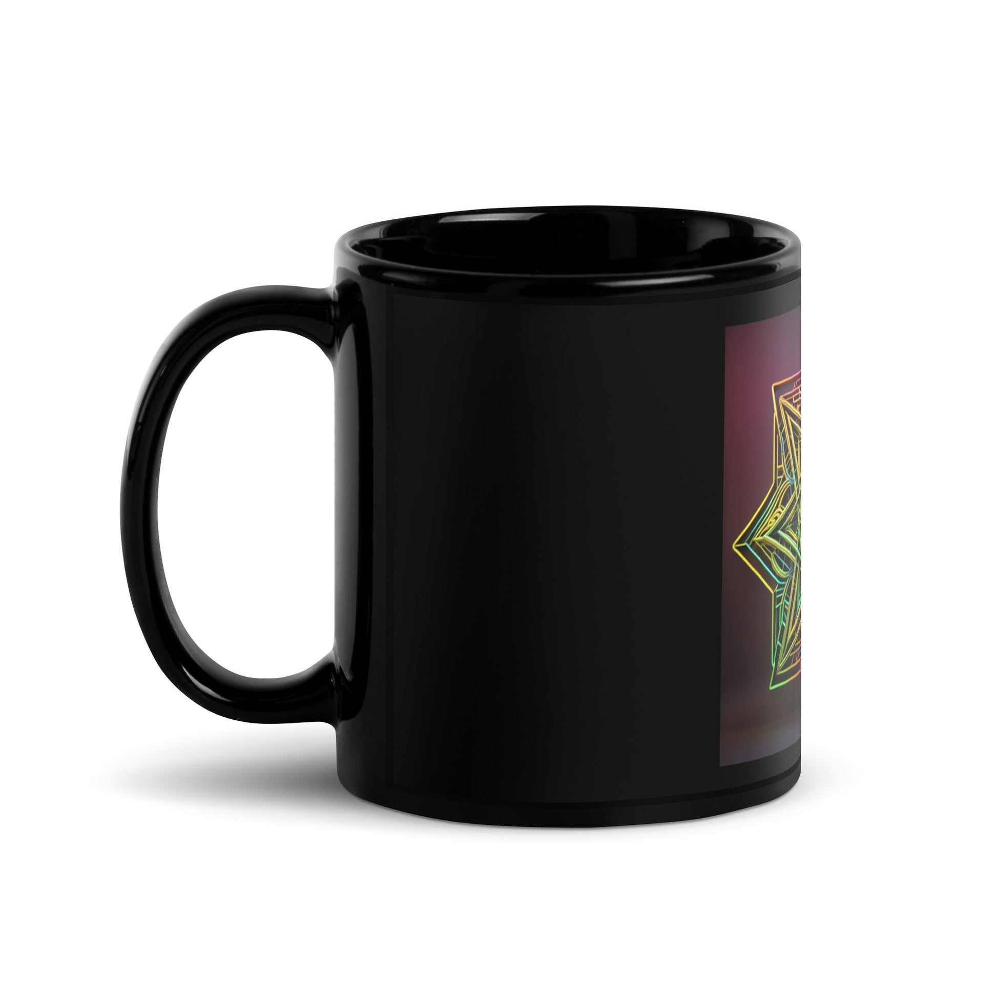 Futuristic Shine| Star of David | Black Glossy Mug
