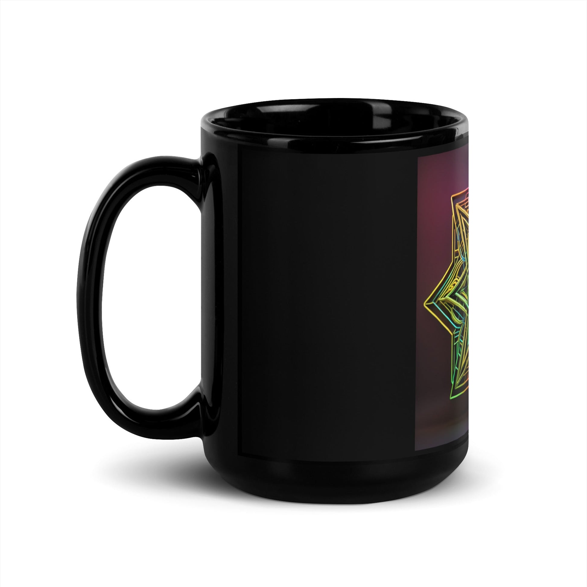 Futuristic Shine| Star of David | Black Glossy Mug