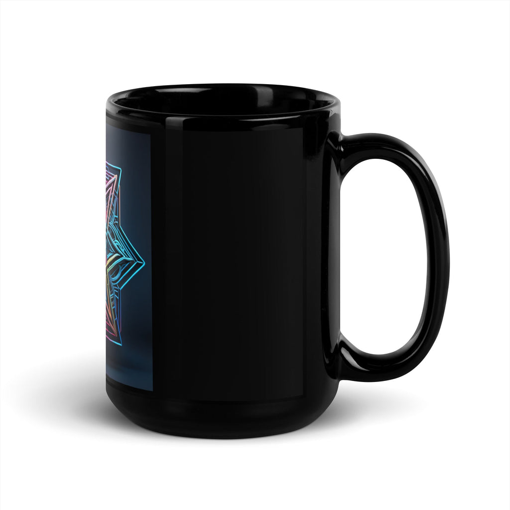 Futuristic Shine| Star of David | Black Glossy Mug
