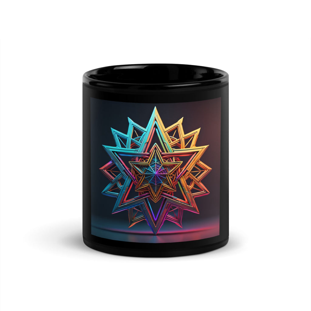 Futuristic Shine| Star of David | Black Glossy Mug