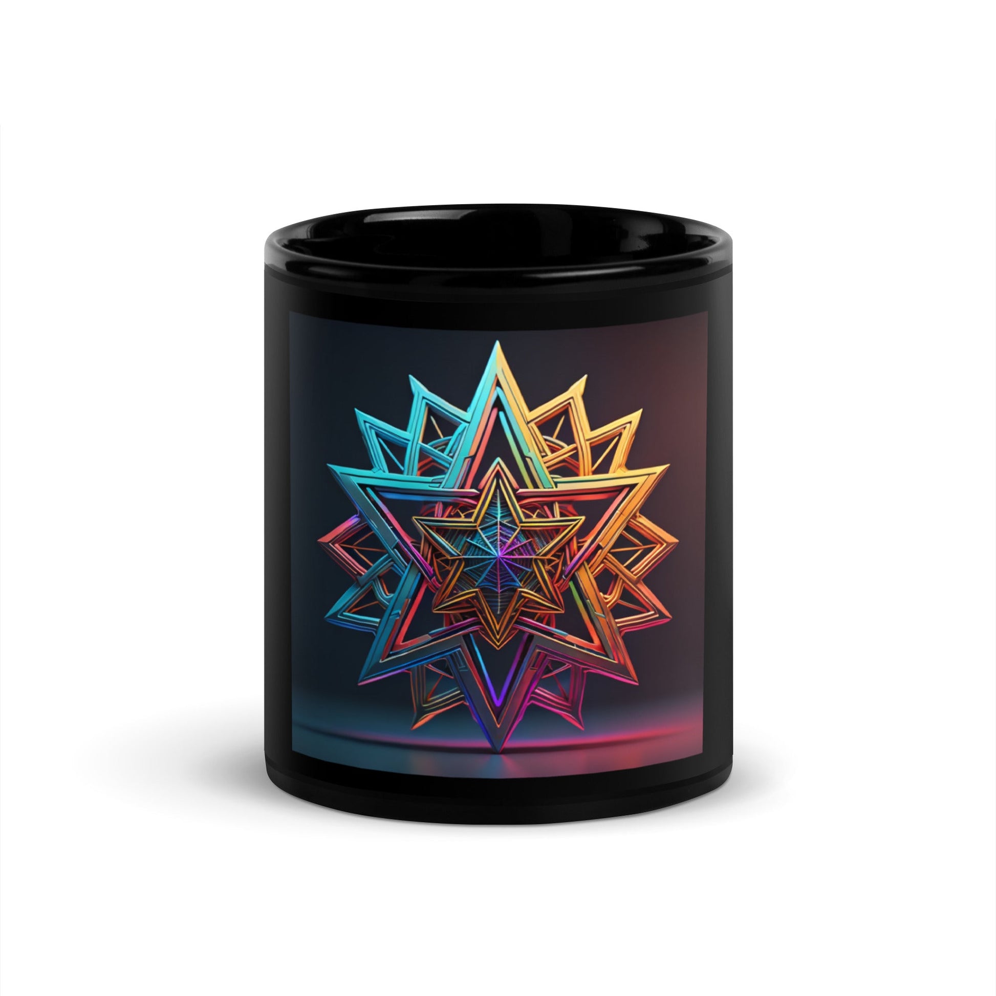 Futuristic Shine| Star of David | Black Glossy Mug