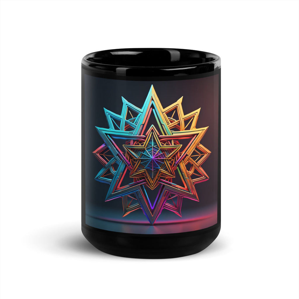 Futuristic Shine| Star of David | Black Glossy Mug
