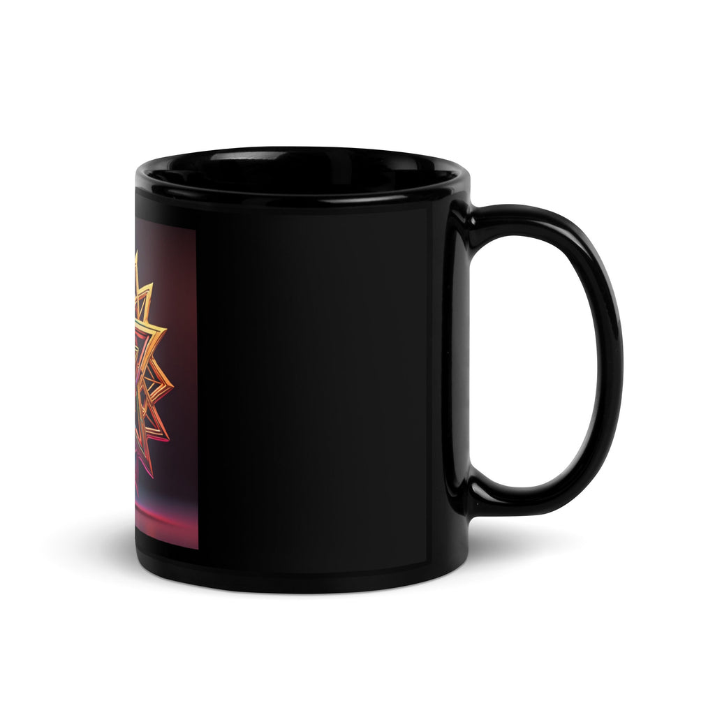 Futuristic Shine| Star of David | Black Glossy Mug