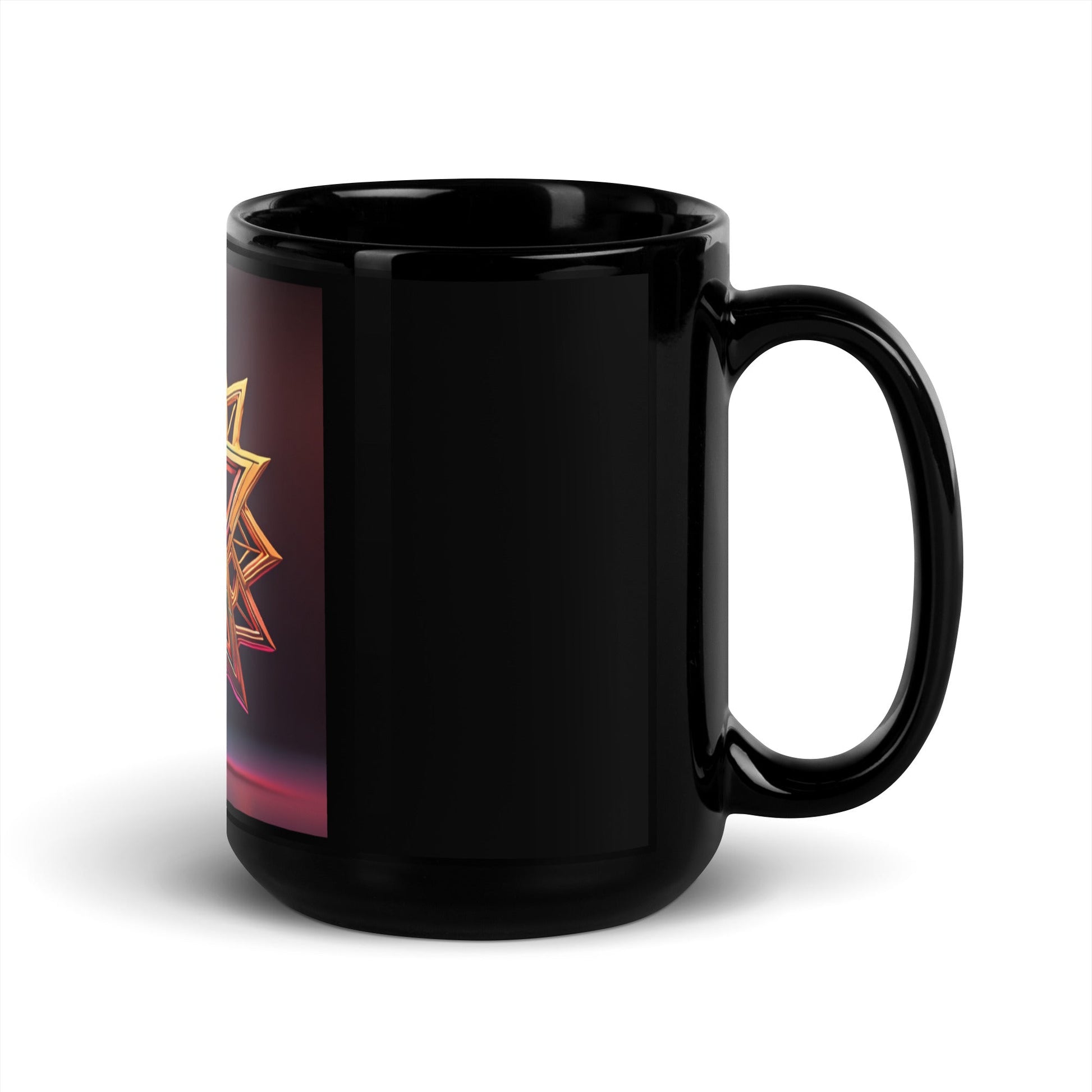 Futuristic Shine| Star of David | Black Glossy Mug
