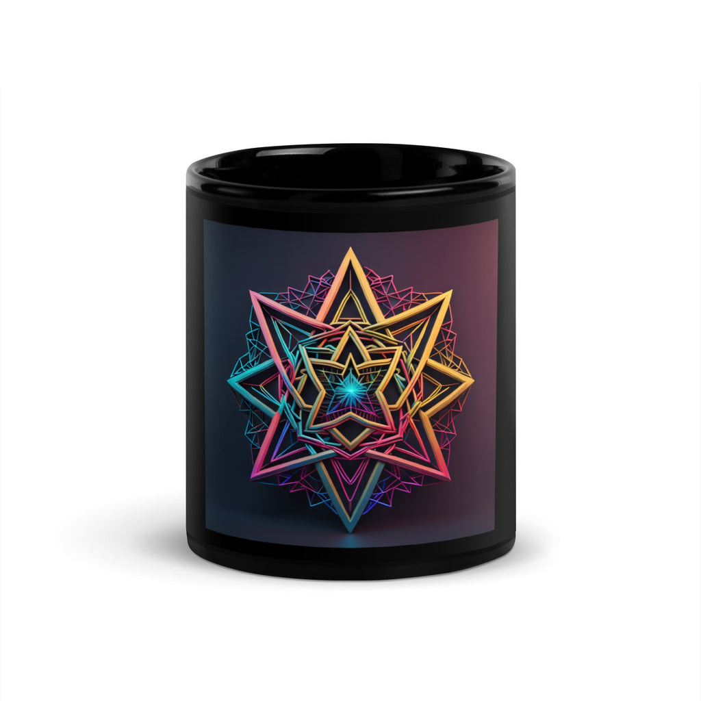 Futuristic Shine| Star of David | Black Glossy Mug