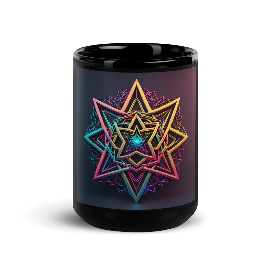 Futuristic Shine| Star of David | Black Glossy Mug